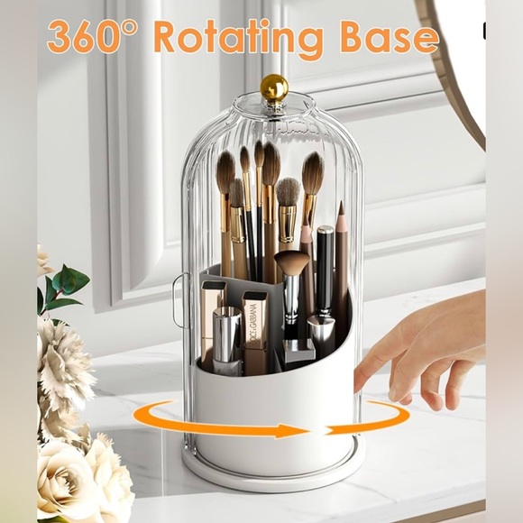 NWT Makeup Brush Holder Organizer with Lid,360 Rotating Dustproof, MULTI COLORS - Picture 7 of 9